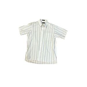 Vintage Christian Dior Plus De Coton Short Sleeve Button Down Striped 16.5